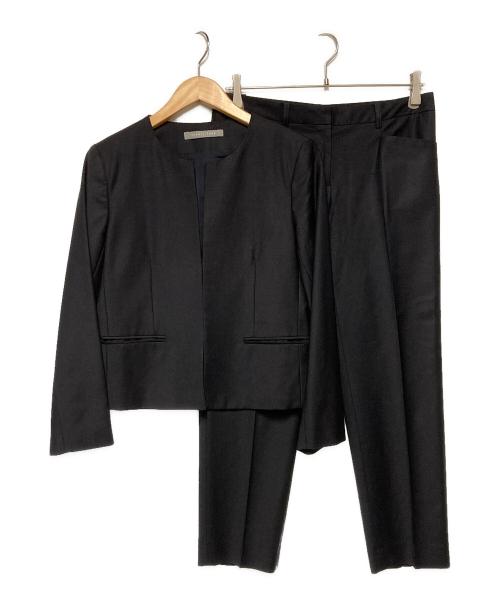theory luxe（セオリーリュクス）theory luxe (セオリーリュクス) ノーカラーセットアップスーツ ブラック サイズ:ジャケット:38 パンツ:40の古着・服飾アイテム