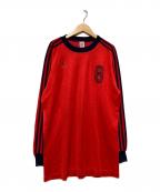 adidasアディダス）の古着「80s スリーストライプロングスリーブカットソー」｜レッド