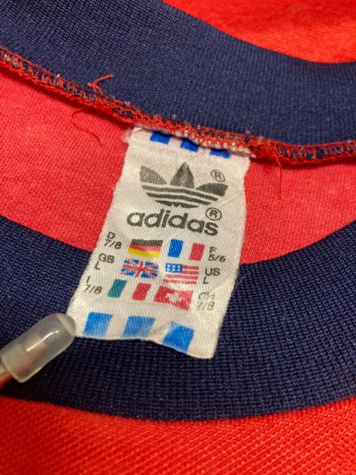 adidas（アディダス）adidas (アディダス) 80s スリーストライプロングスリーブカットソー レッド サイズ:Lの古着・服飾アイテム