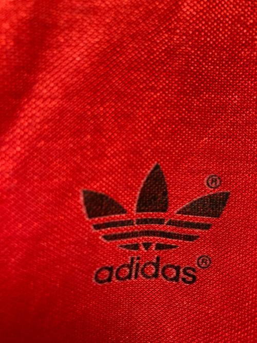 adidas（アディダス）adidas (アディダス) 80s スリーストライプロングスリーブカットソー レッド サイズ:Lの古着・服飾アイテム