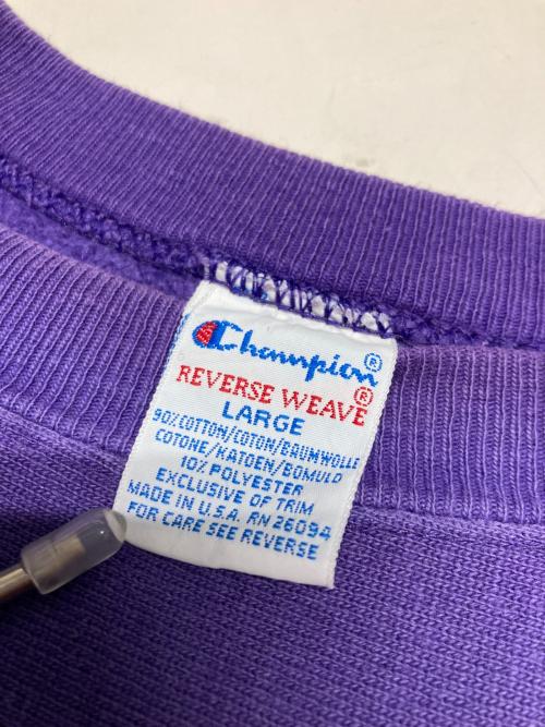 Champion REVERSE WEAVE（チャンピオン リバース ウィーブ）Champion REVERSE WEAVE (チャンピオン リバース ウィーブ) 90s リバースウィーブクルーネックスウェット パープル サイズ:Lの古着・服飾アイテム