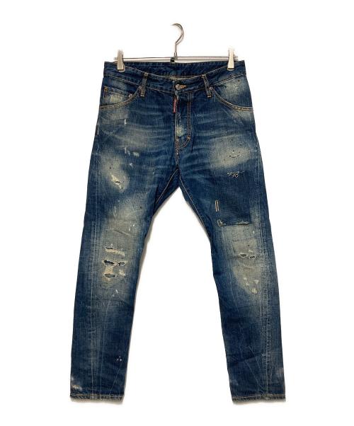 DSQUARED2（ディースクエアード）DSQUARED2 (ディースクエアード) ダメージリペア加工デニムパンツ インディゴ サイズ:46の古着・服飾アイテム