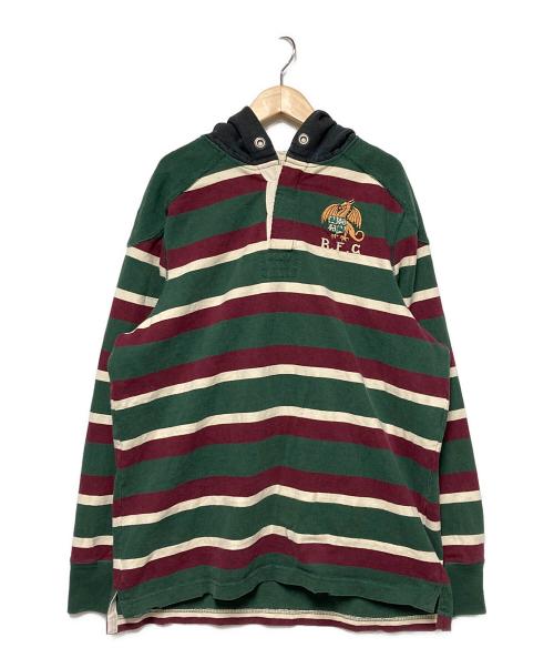 Rugby Ralph Lauren（ラグビーラルフローレン）Rugby Ralph Lauren (ラグビーラルフローレン) 70s フーデッドボーダーラガーシャツ グリーン×レッド サイズ:Lの古着・服飾アイテム