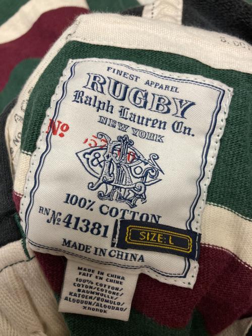 Rugby Ralph Lauren（ラグビーラルフローレン）Rugby Ralph Lauren (ラグビーラルフローレン) 70s フーデッドボーダーラガーシャツ グリーン×レッド サイズ:Lの古着・服飾アイテム