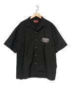 BUDSPOOLバッズプール）の古着「オープンカラーS/Sシャツ / 半袖シャツ」｜ブラック