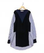 ENFOLDエンフォルド）の古着「ドッキングストライプワンピース」｜ネイビー×ブルー