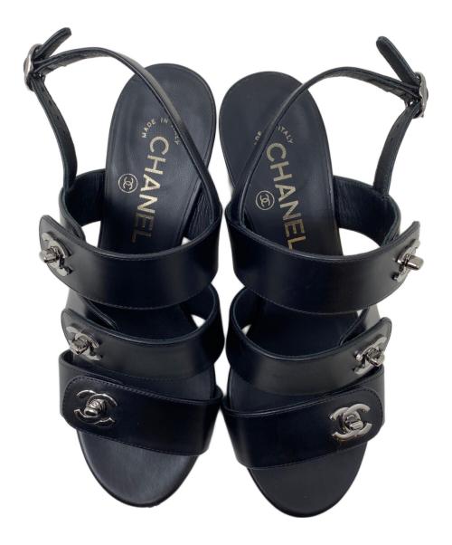 CHANEL（シャネル）CHANEL (シャネル) ココマーク ターンロック レザー サンダル ブラック サイズ:35 1/2の古着・服飾アイテム
