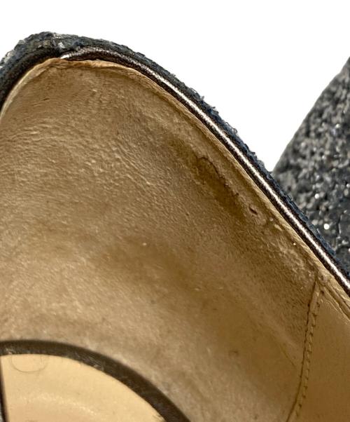 JIMMY CHOO（ジミーチュウ）JIMMY CHOO (ジミーチュウ) ROMY FLAT LAG / グリッターパンプス ネイビー×シルバー サイズ:34の古着・服飾アイテム