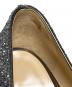 中古・古着 JIMMY CHOO (ジミーチュウ) ROMY FLAT LAG / グリッターパンプス ネイビー×シルバー サイズ:34：12000円
