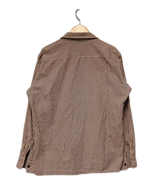 TENDERLOIN（テンダーロイン）TENDERLOIN (テンダーロイン) ギンガムチェックオープンカラーシャツ ブラウン×ホワイト サイズ:Sの古着・服飾アイテム