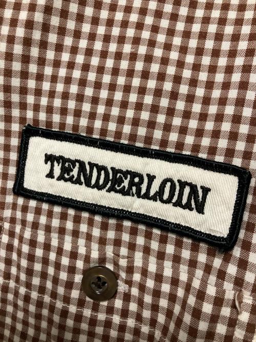TENDERLOIN（テンダーロイン）TENDERLOIN (テンダーロイン) ギンガムチェックオープンカラーシャツ ブラウン×ホワイト サイズ:Sの古着・服飾アイテム
