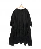 BEARDSLEYビアズリー）の古着「七分袖バテンレースワンピース」｜ブラック