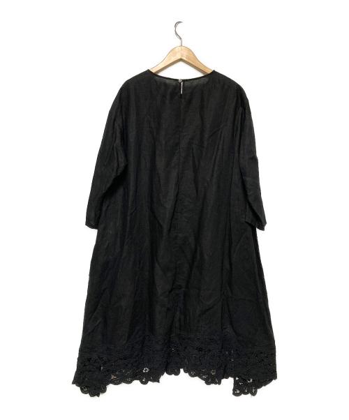 BEARDSLEY（ビアズリー）BEARDSLEY (ビアズリー) 七分袖バテンレースワンピース ブラック サイズ:Fの古着・服飾アイテム