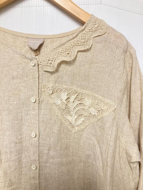 TSUHARU by samansa Mos2（ツハル バイ サマンサモスモス）TSUHARU by samansa Mos2 (ツハル バイ サマンサモスモス) 【アンティークレース】ギャザーワンピース ベージュ サイズ:F 未使用品の古着・服飾アイテム