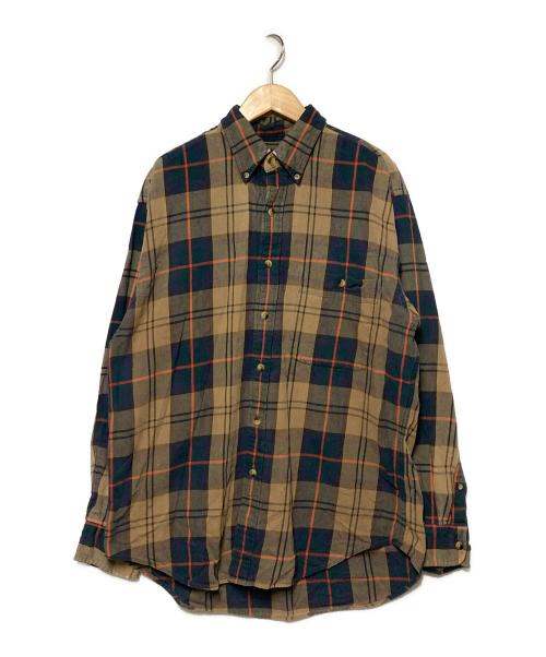 LAND'S END（ランズエンド）LAND'S END (ランズエンド) チェックボタンダウンシャツ ブラウン×グリーン サイズ:Mの古着・服飾アイテム