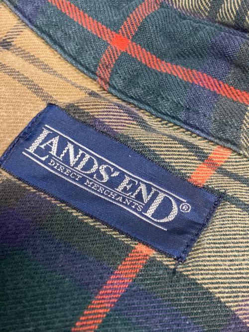 LAND'S END（ランズエンド）LAND'S END (ランズエンド) チェックボタンダウンシャツ ブラウン×グリーン サイズ:Mの古着・服飾アイテム