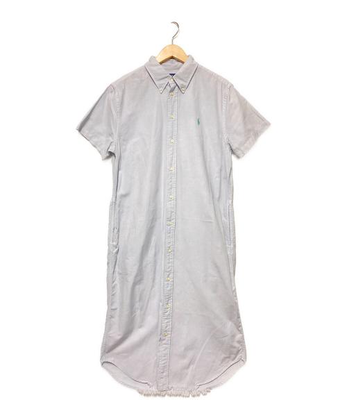 POLO RALPH LAUREN（ポロ・ラルフローレン）POLO RALPH LAUREN (ポロ・ラルフローレン) ワンポイント刺繍BDシャツワンピース スカイブルー サイズ:Lの古着・服飾アイテム