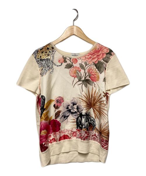 Salvatore Ferragamo（サルヴァトーレ フェラガモ）Salvatore Ferragamo (サルヴァトーレ フェラガモ) 半袖ニット ベージュ サイズ:Sの古着・服飾アイテム