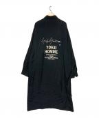Yohji Yamamoto pour hommeヨウジヤマモト プールオム）の古着「キュプラクロススタッフシャツ / バックプリントロングシャツ」｜ブラック