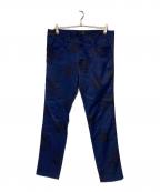 Y'sワイズ）の古着「サイドリブフラワープリントテーパードパンツ」｜ブルー