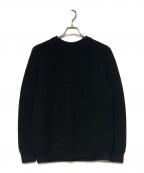 BATONERバトナ―）の古着「SIGNATURE CREW NECK / 畔編みクルーネックニット」｜ブラック