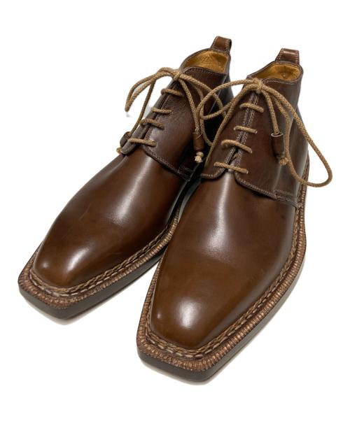 BARNEYS NEWYORK（バーニーズ・ニューヨーク）BARNEYS NEWYORK (バーニーズ・ニューヨーク) スクエアトゥーブーツ ブラウン サイズ:7の古着・服飾アイテム