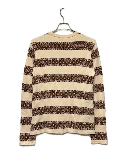 NUMBER (N)INE（ナンバーナイン）NUMBER (N)INE (ナンバーナイン) 02AW ロングスリーブカットソー / ジョージ期 ベージュ×ブラウン サイズ:3の古着・服飾アイテム