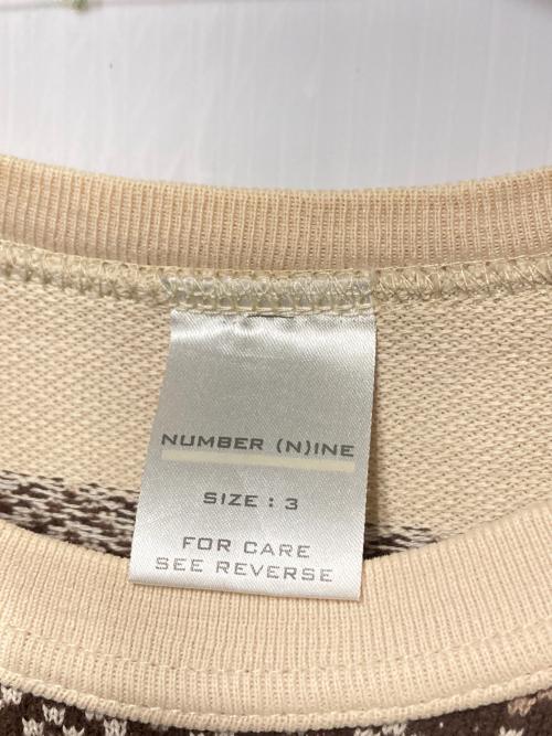 NUMBER (N)INE（ナンバーナイン）NUMBER (N)INE (ナンバーナイン) 02AW ロングスリーブカットソー / ジョージ期 ベージュ×ブラウン サイズ:3の古着・服飾アイテム