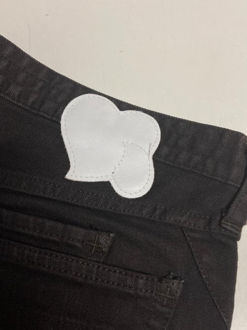 NUMBER (N)INE（ナンバーナイン）NUMBER (N)INE (ナンバーナイン) ハート涙パッチスキニーデニムパンツ ダークブラウン サイズ:3の古着・服飾アイテム