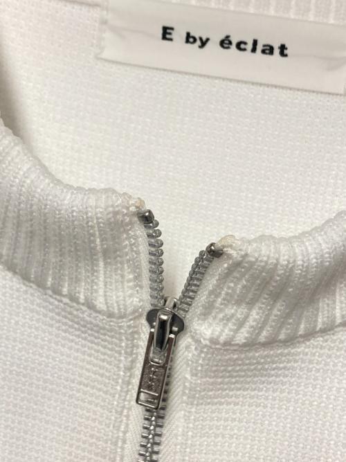 E by eclat（イーバイエクラ）E by eclat (イーバイエクラ) ミラノリブZIPブルゾン ホワイト サイズ:38の古着・服飾アイテム