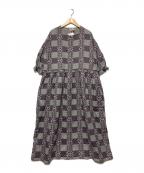 TSUHARU by samansa Mos2×HATAKAKEツハル バイ サマンサモスモス×ハタカケ）の古着「袖切替ボリュームワンピース」｜パープル×グリーン