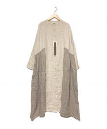 08MAB（ゼロハチマブ）の古着「リネン素材切り替えワンピース」｜キナリ×ベージュ