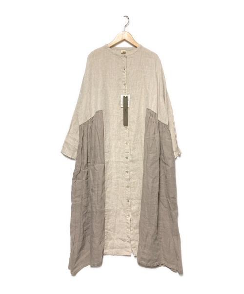 08MAB（ゼロハチマブ）08MAB (ゼロハチマブ) リネン素材切り替えワンピース キナリ×ベージュ サイズ:F 未使用品の古着・服飾アイテム