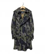 Aquascutumアクアスキュータム）の古着「カモフラフーデッドトレンチコート」｜カーキ