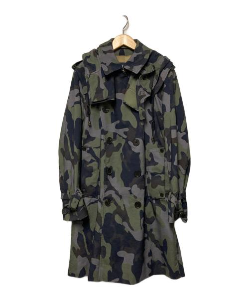 Aquascutum（アクアスキュータム）Aquascutum (アクアスキュータム) カモフラフーデッドトレンチコート カーキ サイズ:34の古着・服飾アイテム