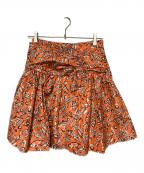 MIU MIUミュウミュウ）の古着「ノートプリントフレアスカート」｜オレンジ