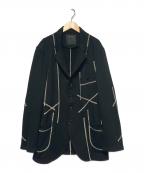 s'yteサイト）の古着「FRENCH TERRY RANDOM STITCH 4 BUTTON JACKET / ランダムステッチ4Bテーラードジャケット」｜ブラック