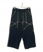 s'yteサイト）の古着「FRENCH TERRY RANDOM STITCH WIDE PANTS / ランダムステッチワイドパンツ」｜ブラック