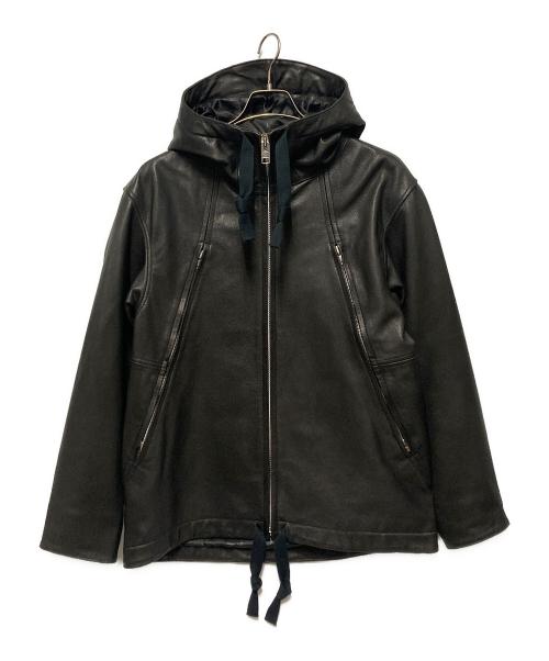 nano・universe（ナノ・ユニバース）nano・universe (ナノ・ユニバース) Schott (ショット) 24AW 別注レザーフードパーカー ブラック サイズ:Sの古着・服飾アイテム