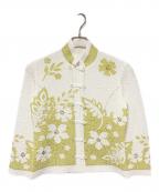 NOKO OHNOノコ オーノ）の古着「プリーツチャイナブラウス」｜ホワイト×グリーン