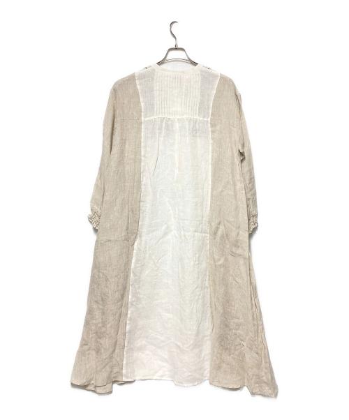 TSUHARU by samansa Mos2（ツハル バイ サマンサモスモス）TSUHARU by samansa Mos2 (ツハル バイ サマンサモスモス) 配色リネン刺繍ワンピース ベージュ サイズ:F 未使用品の古着・服飾アイテム