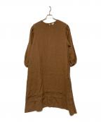 TSUHARU by samansa Mos2ツハル バイ サマンサモスモス）の古着「リネン袖刺繍ワンピース」｜ブラウン