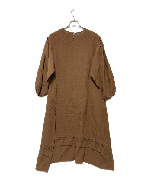 TSUHARU by samansa Mos2（ツハル バイ サマンサモスモス）TSUHARU by samansa Mos2 (ツハル バイ サマンサモスモス) リネン袖刺繍ワンピース ブラウン サイズ:M 未使用品の古着・服飾アイテム