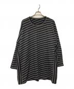 GROUND Yグラウンドワイ）の古着「19AW ボーダーウールロングスリーブカットソー」｜ブラック×グレー