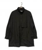 Yohji Yamamoto pour hommeヨウジヤマモト プールオム）の古着「23SS スタンドカラープリーツ長袖シャツ」｜ブラック