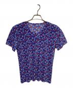 PLEATS PLEASEプリーツプリーズ）の古着「フラワープリントプリーツカットソー」｜ブルー