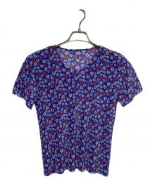 PLEATS PLEASE（プリーツプリーズ）の古着「フラワープリントプリーツカットソー」｜ブルー