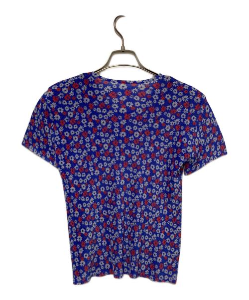 PLEATS PLEASE（プリーツプリーズ）PLEATS PLEASE (プリーツプリーズ) フラワープリントプリーツカットソー ブルー サイズ:3の古着・服飾アイテム