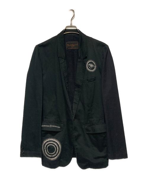 UNDERCOVERISM（アンダーカバーイズム）UNDERCOVERISM (アンダーカバーイズム) 04SS GIZ柄ドッキングテーラードジャケット ブラック サイズ:Mの古着・服飾アイテム