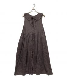 TSUHARU by samansa Mos2（ツハル バイ サマンサモスモス）の古着「【自由ヶ丘限定】製品染リネンノースリワンピース」｜チャコールグレー